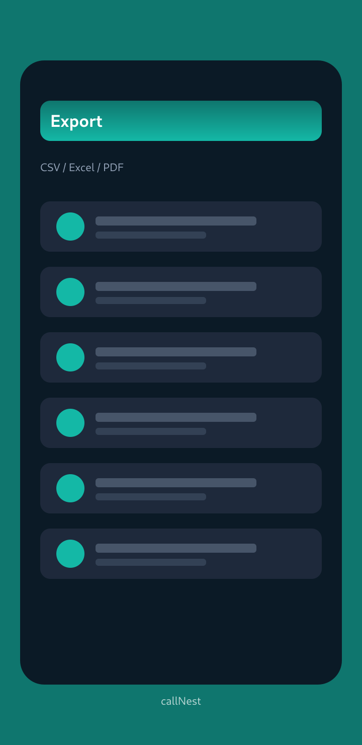Export sheet